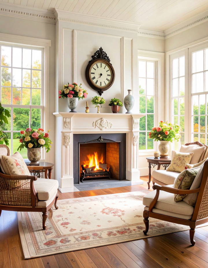 Victorian Sunroom with Fireplace Victorian Sunroom Ideas