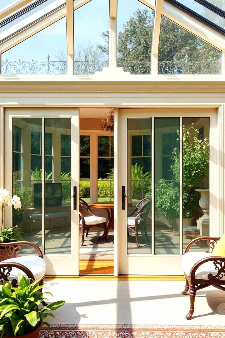 Victorian Sunroom with Sliding Doors - 25 Victorian Sunroom Ideas