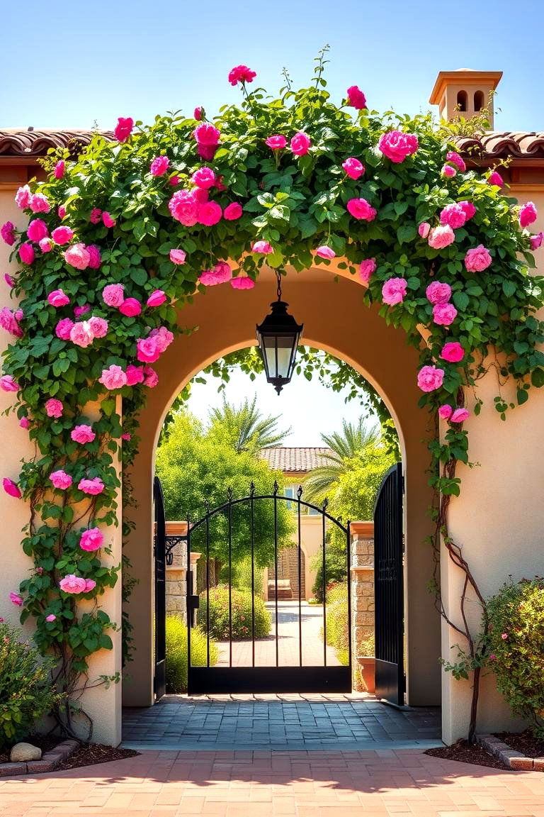 Vine Covered Arches for a Spanish Touch - 25 front yard spanish style landscaping ideas