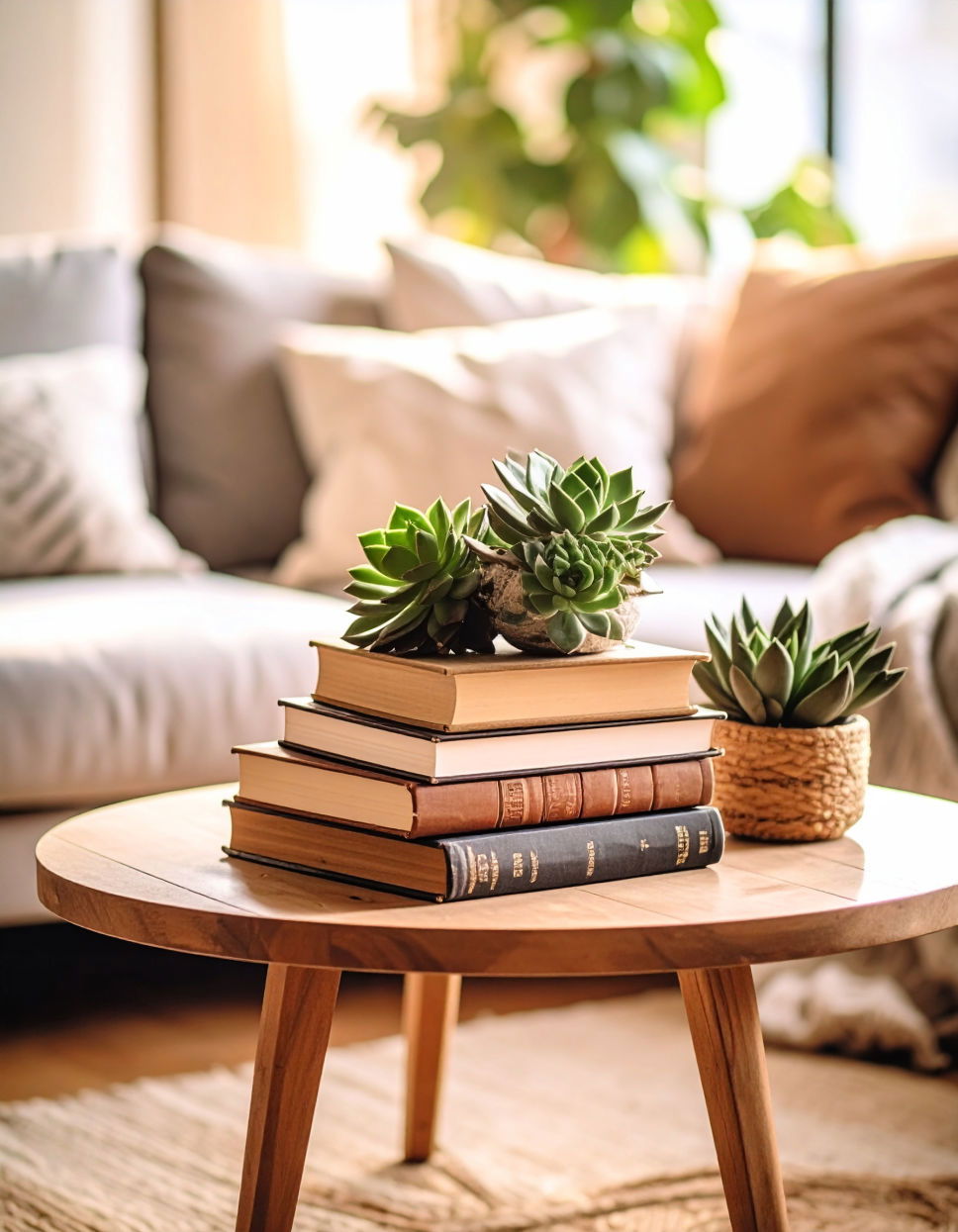 Vintage Books with a Plant Arrangement
