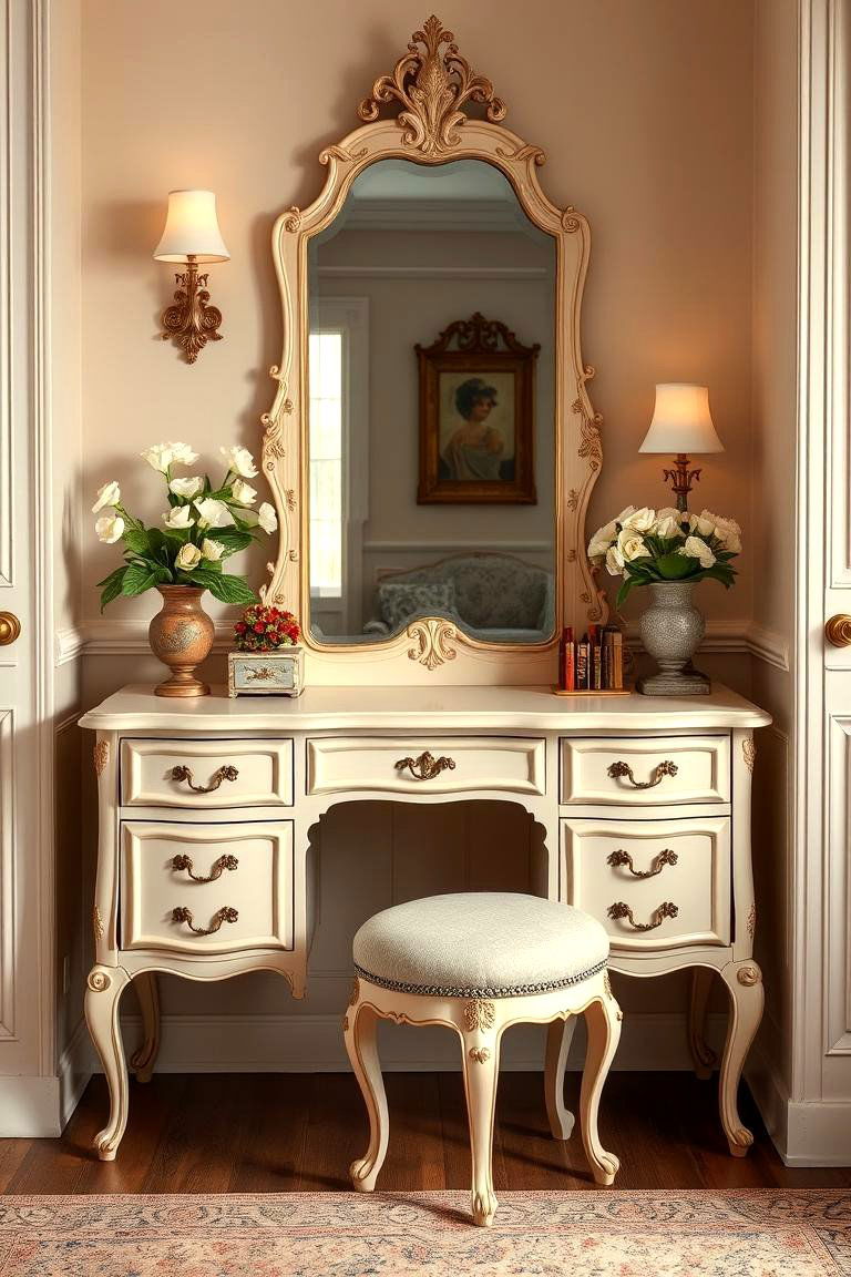 Vintage Dressing Table for Timeless Elegance - 25 Makeup Vanity Ideas
