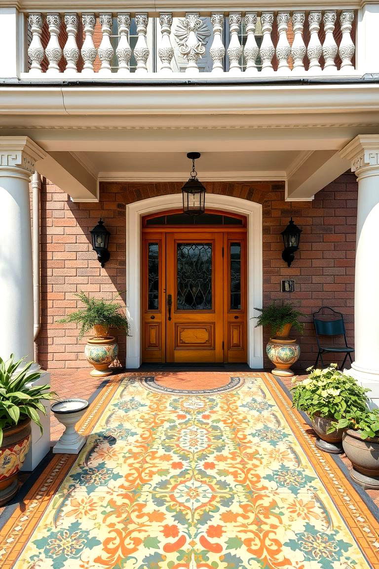 Vintage Encaustic Tiles for Old World Elegance - 25 Front Porch Tile Ideas