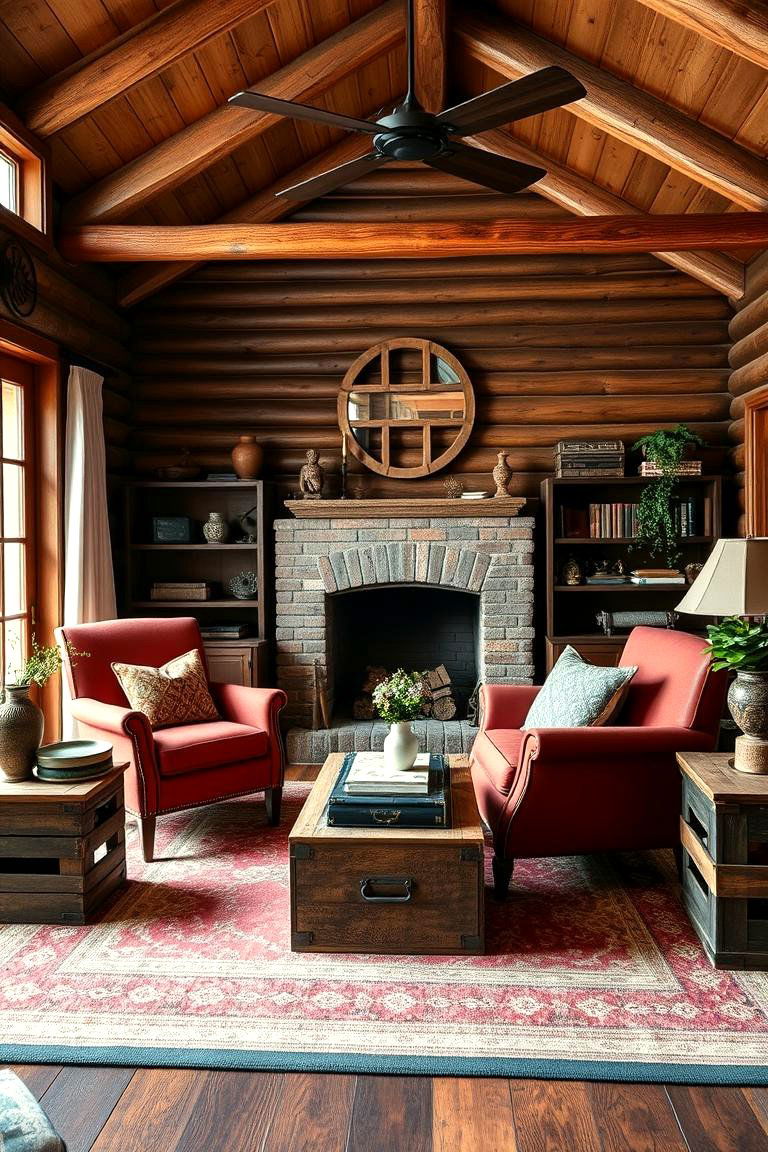 Vintage Finds for Personality - 25 Cabin Living Room Ideas