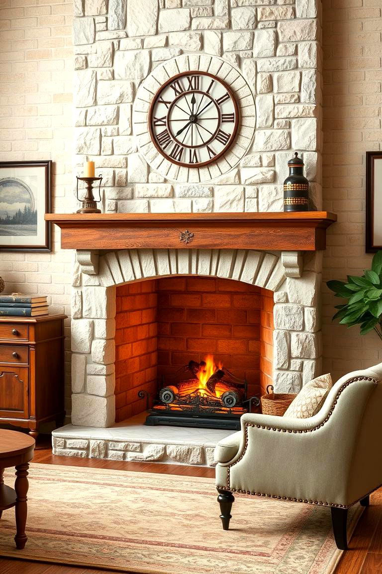 Vintage Inspired Faux Stone Fireplace - 25 Faux Stone Fireplace Ideas