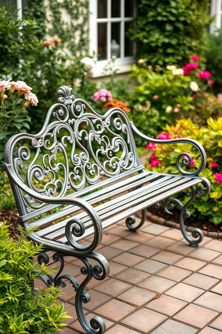 Vintage Iron Bench for Timeless Elegance - 25 Garden Seating Ideas