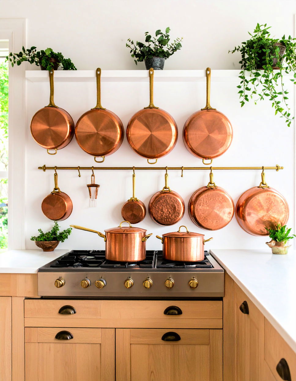 Vintage Kitchen Copper Pots and Pans