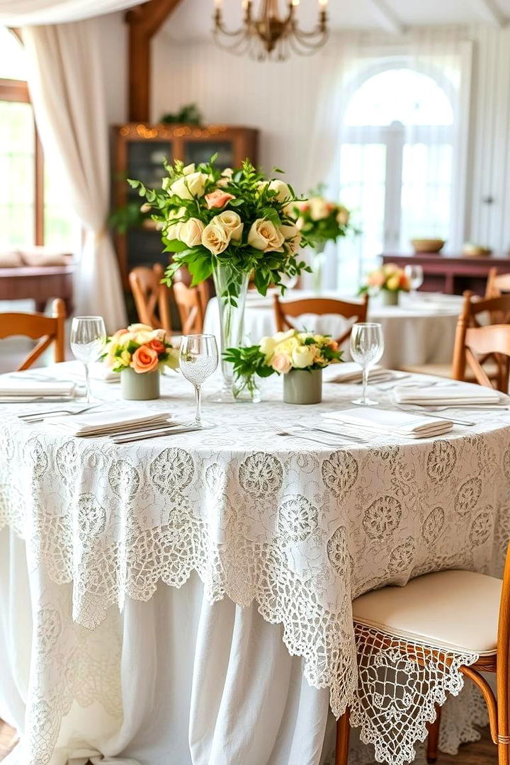 Vintage Lace Tablecloths for a Timeless Touch - 25 Vintage Wedding Ideas