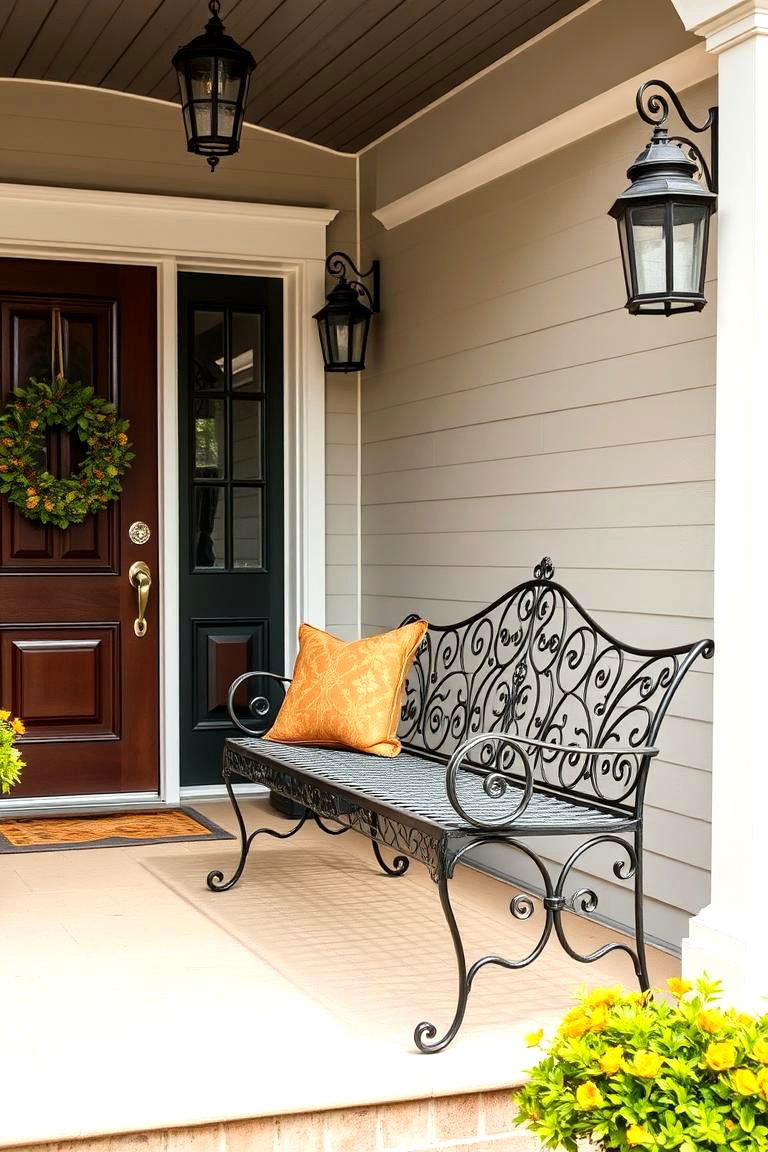 Vintage Metal Bench for Outdoor Elegance - 25 Front Porch Bench Ideas