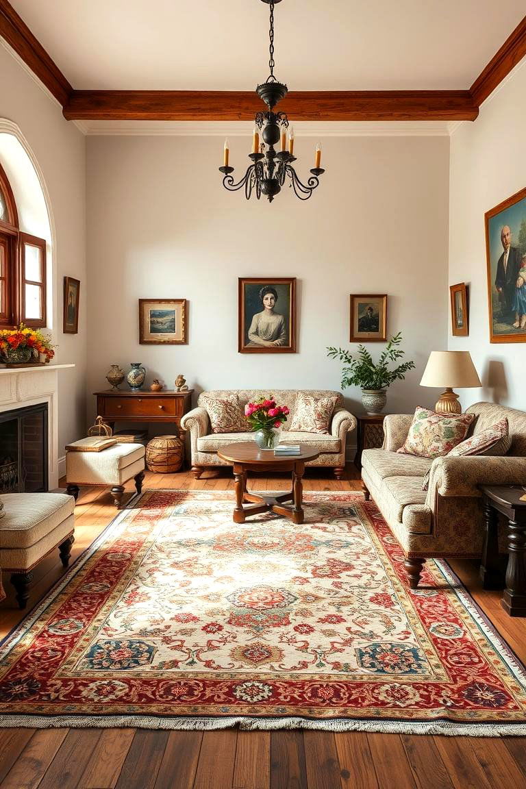 Vintage Rugs for Added Charm - 25 Traditional Living Room Ideas