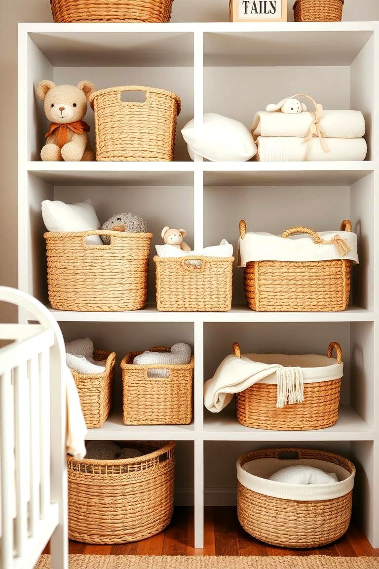 Vintage Storage Baskets - 25 Farmhouse Nursery Ideas