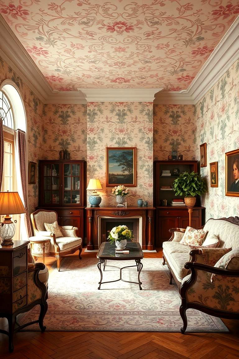 Vintage Wallpaper Feature - 25 Feature Wall Ideas