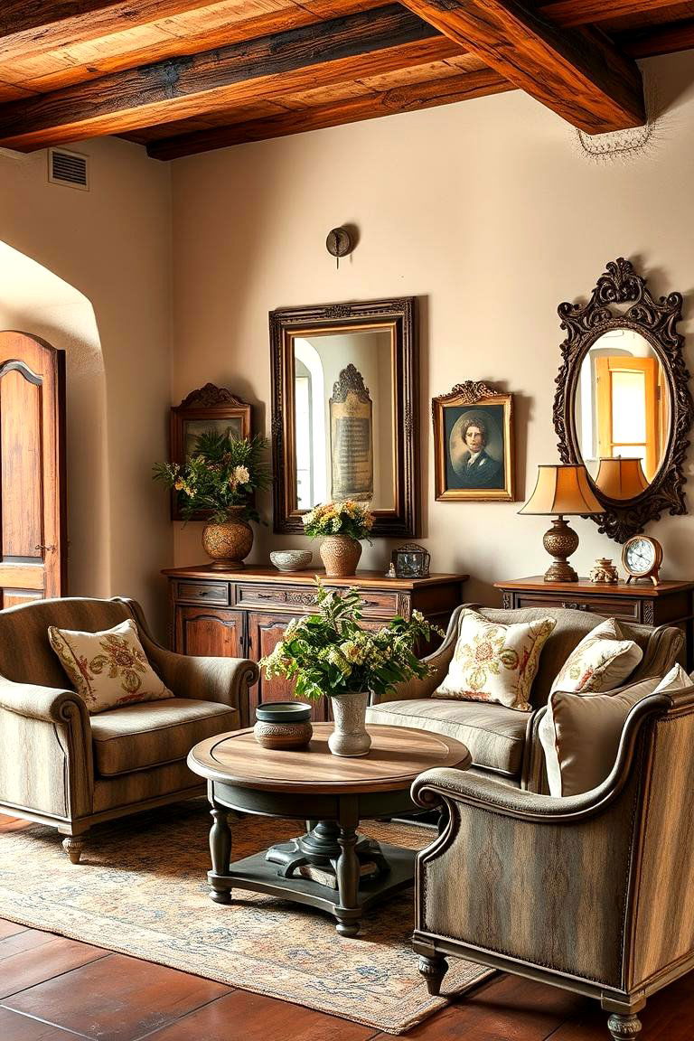 Vintage or Antiques Accents - 25 Tuscan Living Room Ideas