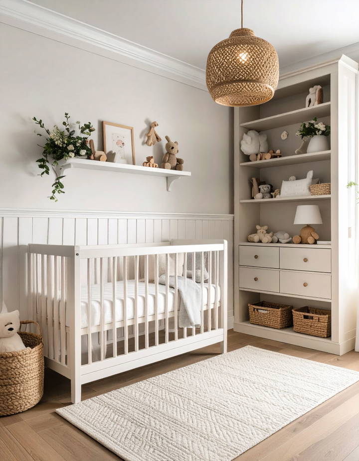 Wainscoting with Built in Storage for Functionality Wainscoting Nursery Ideas