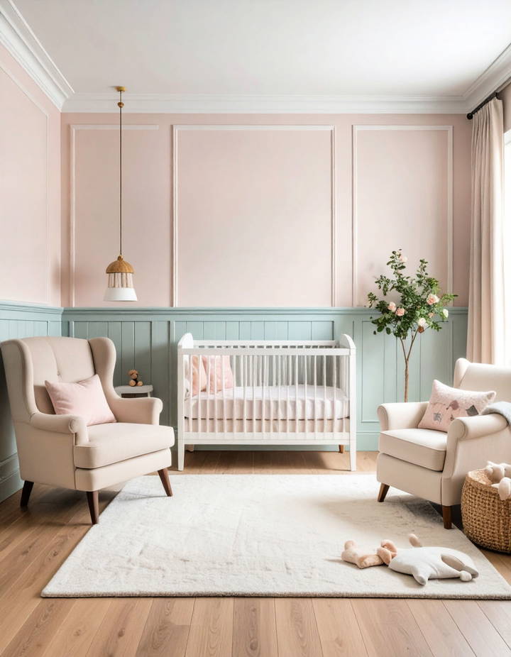 Wainscoting with Chair Rail for Added Protection Wainscoting Nursery Ideas
