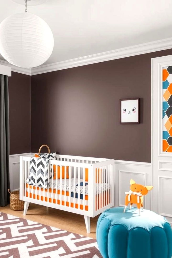 Wainscoting with Geometric Patterns for a Bold Look - 25 Wainscoting Nursery Ideas