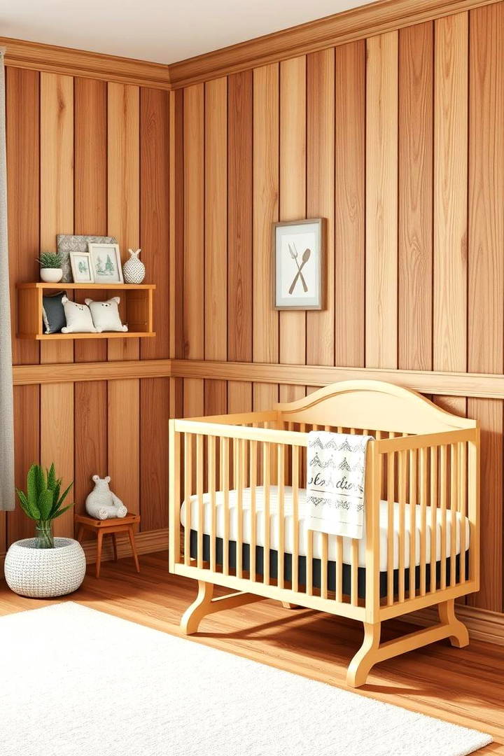 Wainscoting with Rustic Wood Finish for a Country Style - 25 Wainscoting Nursery Ideas