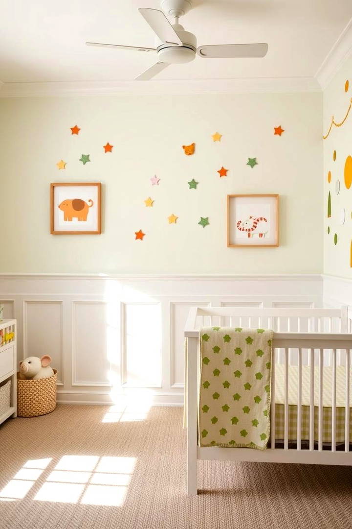 Wainscoting with Wall Decals for Extra Fun - 25 Wainscoting Nursery Ideas