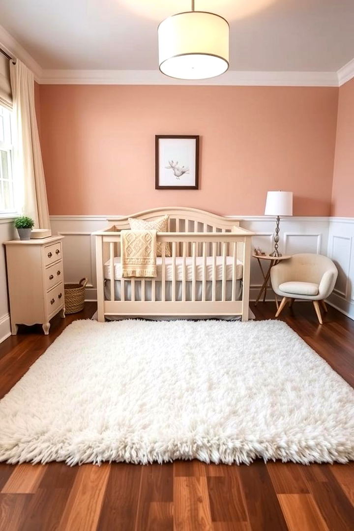 Wainscoting with a Matching Nursery Rug - 25 Wainscoting Nursery Ideas
