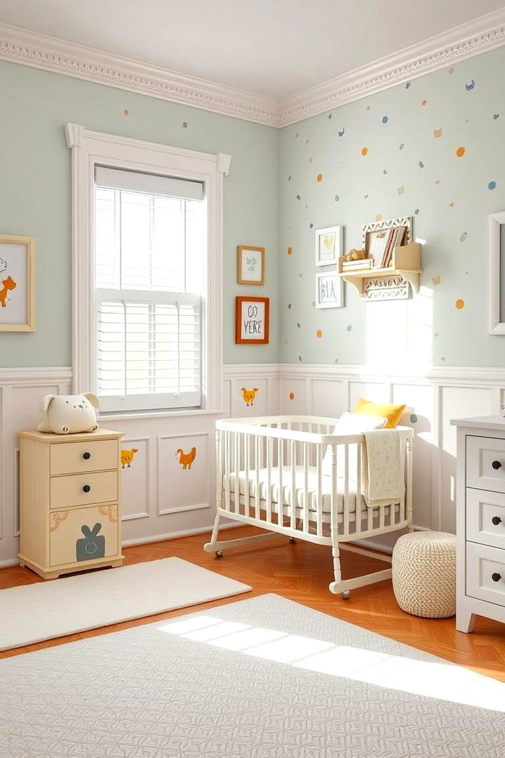 Wainscoting with a Playful Pattern for a Child Friendly Look - 25 Wainscoting Nursery Ideas