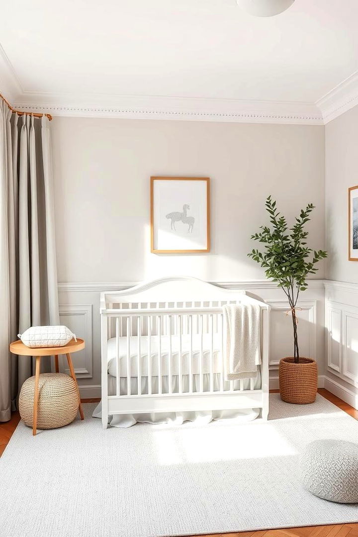 Wainscoting with a Soft Neutral Palette - 25 Wainscoting Nursery Ideas