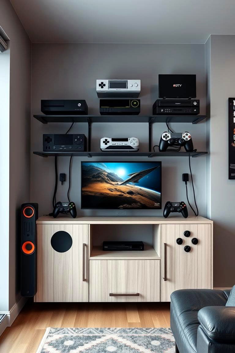 Wall Mounted Game Consoles - 25 Game Room Ideas