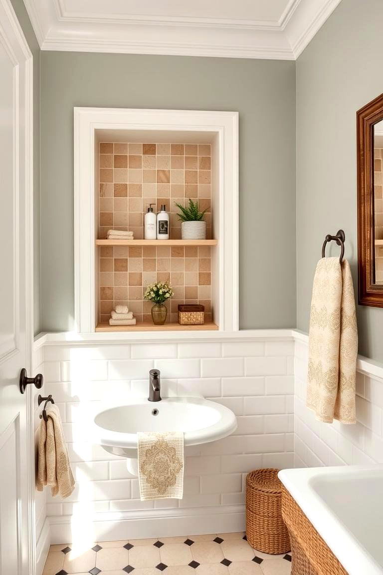 Wall Mounted Storage Niche - 25 Traditional Bathroom Ideas