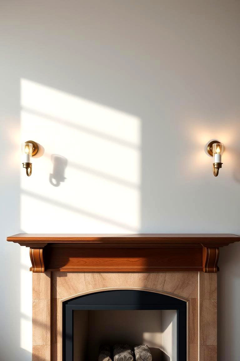 Wall Sconces Flanking the Mantel - 25 Fireplace Mantel Lighting Ideas