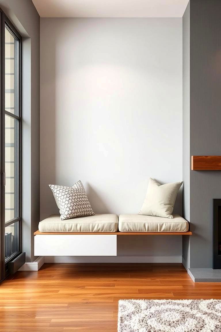 Wall mounted Bench for Space Efficiency - 25 Fireplace Seating Ideas