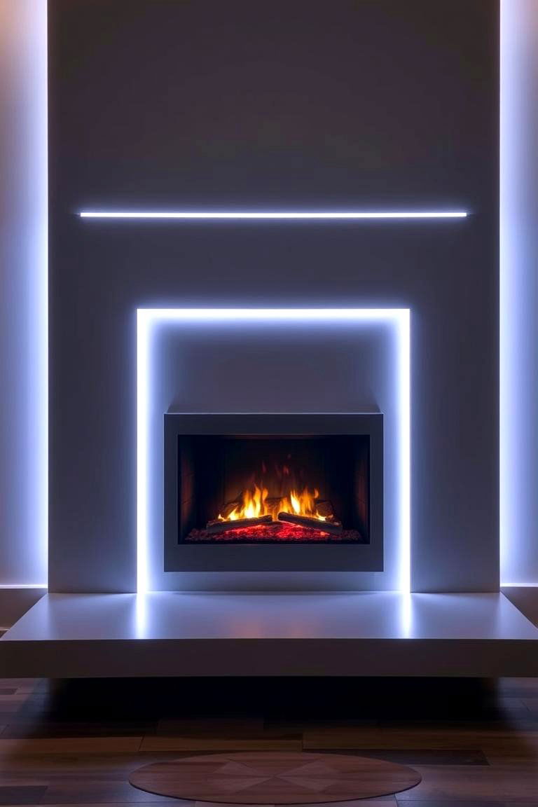 Wall mounted LED Strips for a Sleek Look - 25 Fireplace Lighting Ideas