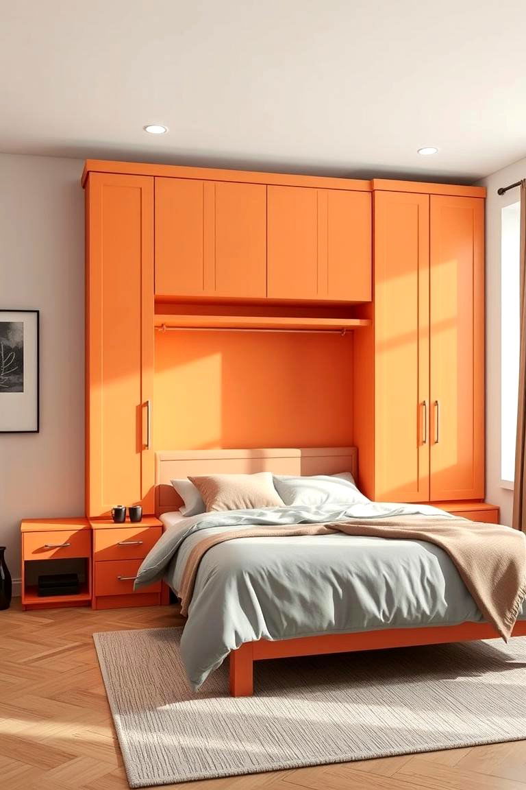 Wardrobe Designed as a Bedside Wall Unit - 25 Built-in Wardrobe Ideas Around a Bed