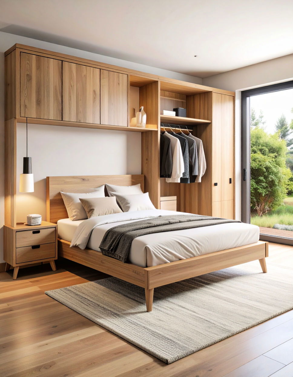 Wardrobe Nook Built into the Bedframe