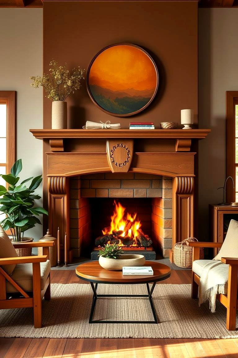 Warm Chestnut Brown for a Cozy Grounded Feel - 25 Fireplace Paint Ideas