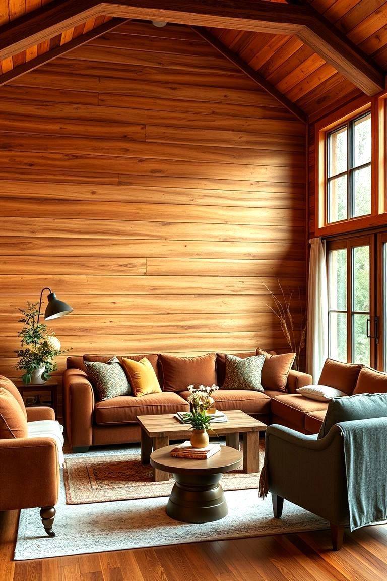 Warm Dimensional Wall Textures - 25 Cabin Living Room Ideas