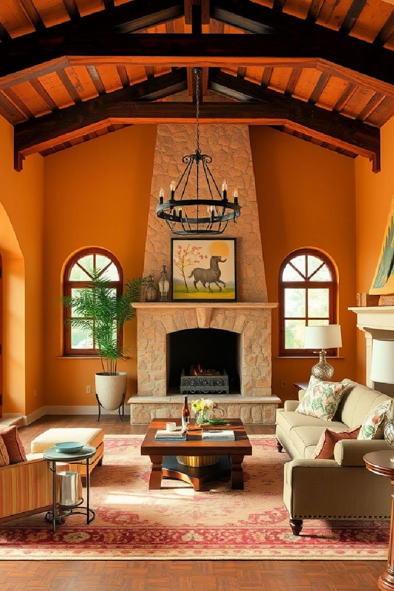 Warm Earthy Color Palettes Tuscan Living Room Ideas