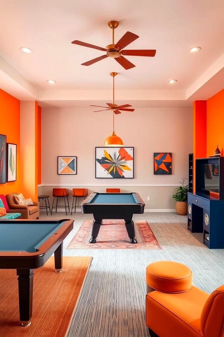 Warm Orange for Creativity and Focus - 25 Game Room Paint Ideas
