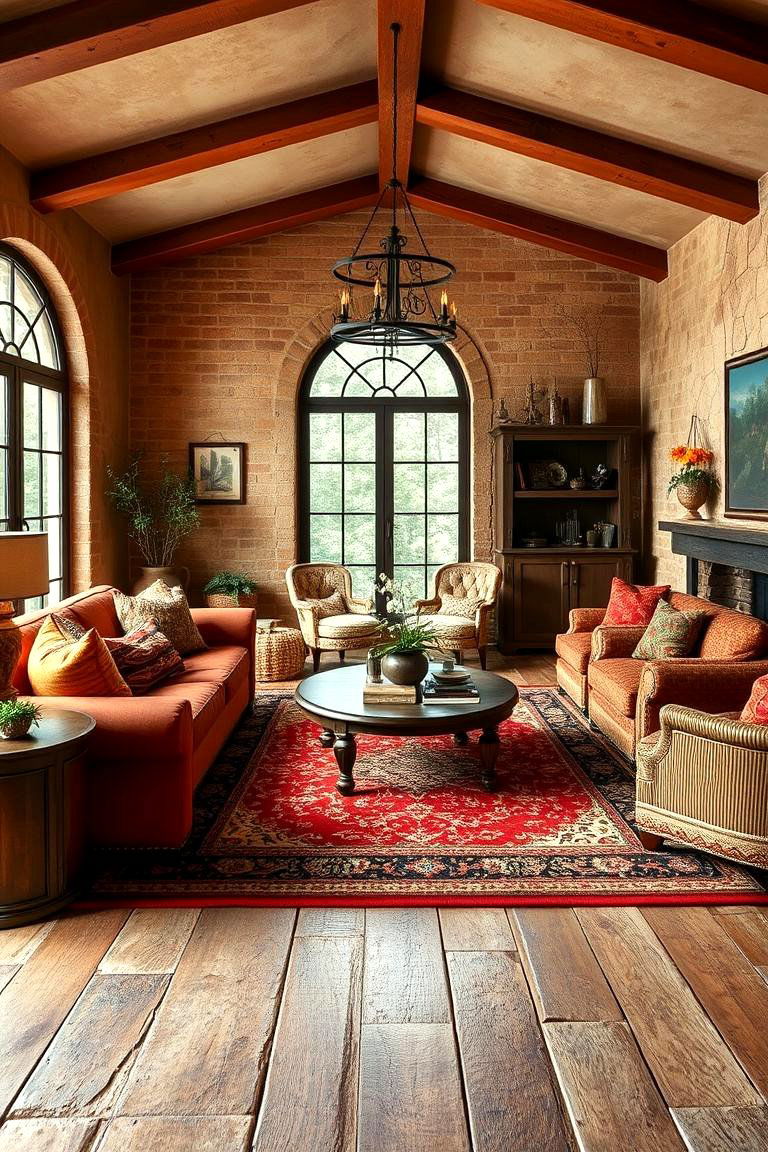 Warm Rustic Area Rugs - 25 Tuscan Living Room Ideas