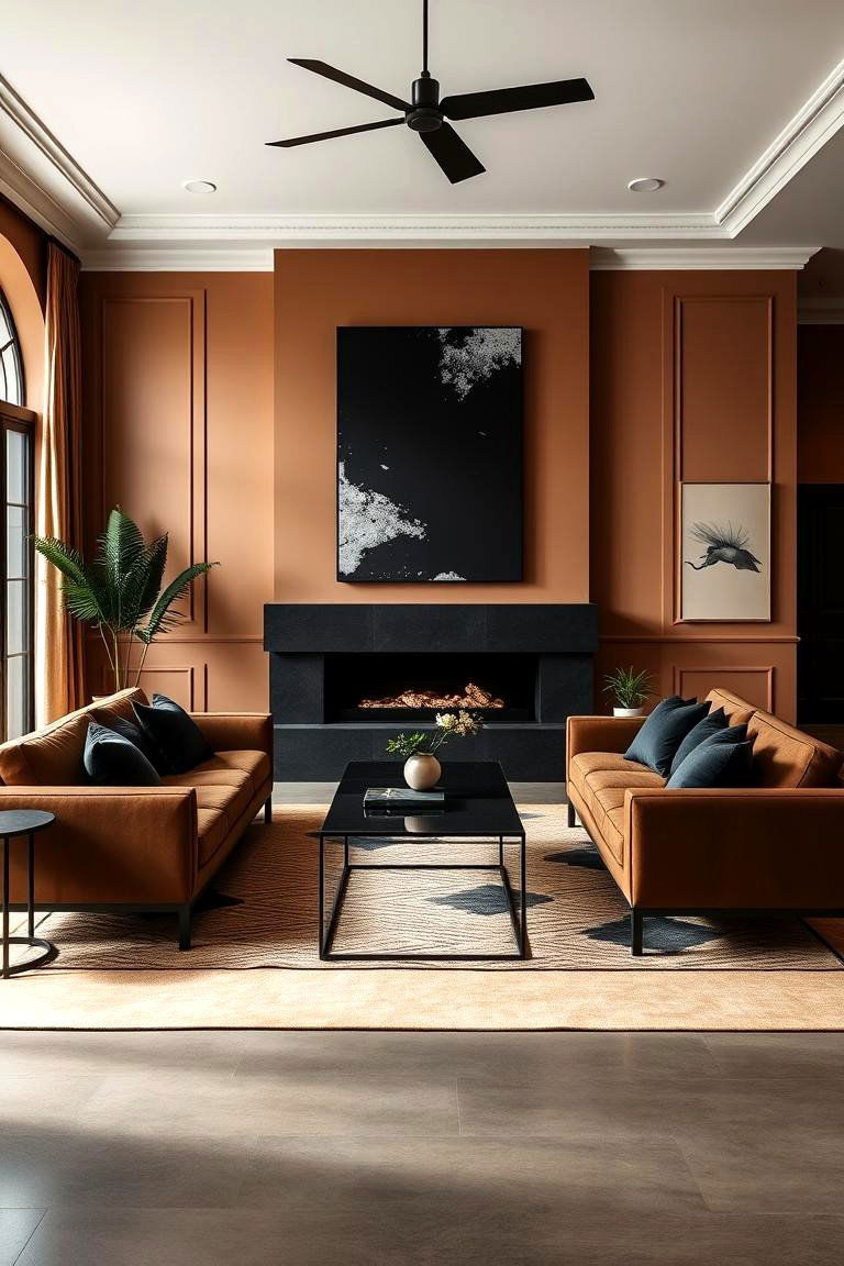 Warm Taupe and Black for a Bold Statement - 25 Two Tone Wall Paint Ideas