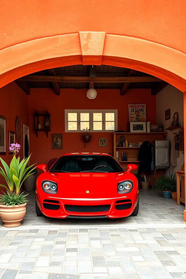 Warm Terracotta for a Mediterranean Influence - 25 Garage Wall Paint Ideas