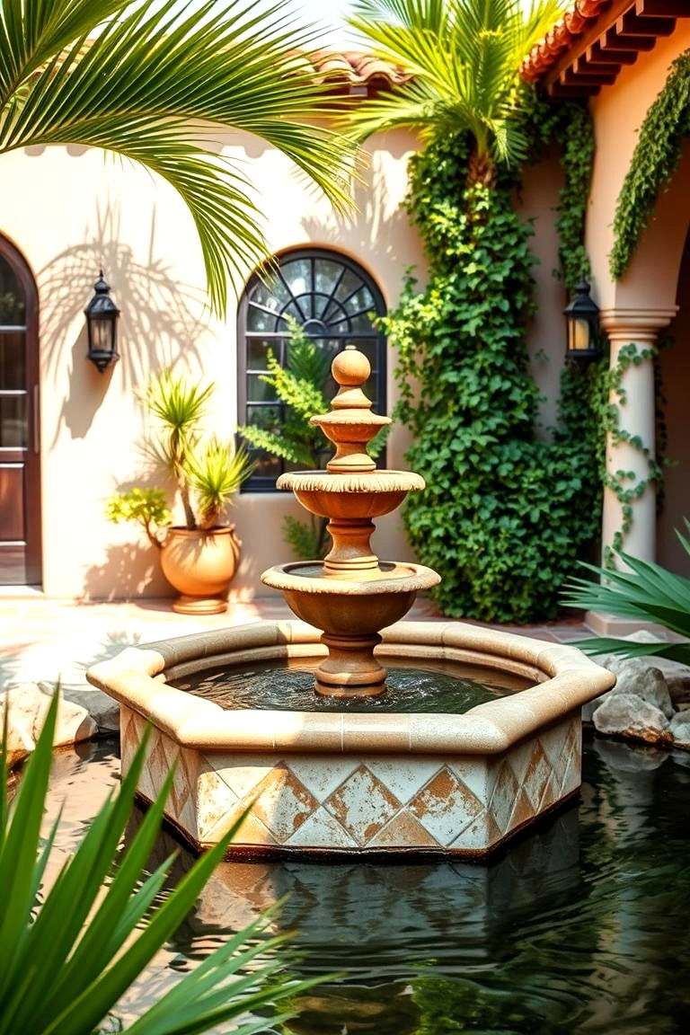 Water Features for a Calming Atmosphere - 25 front yard spanish style landscaping ideas