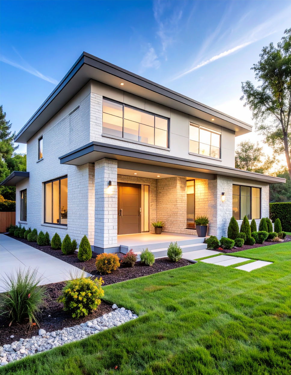 White Brick with Light Gray Trim