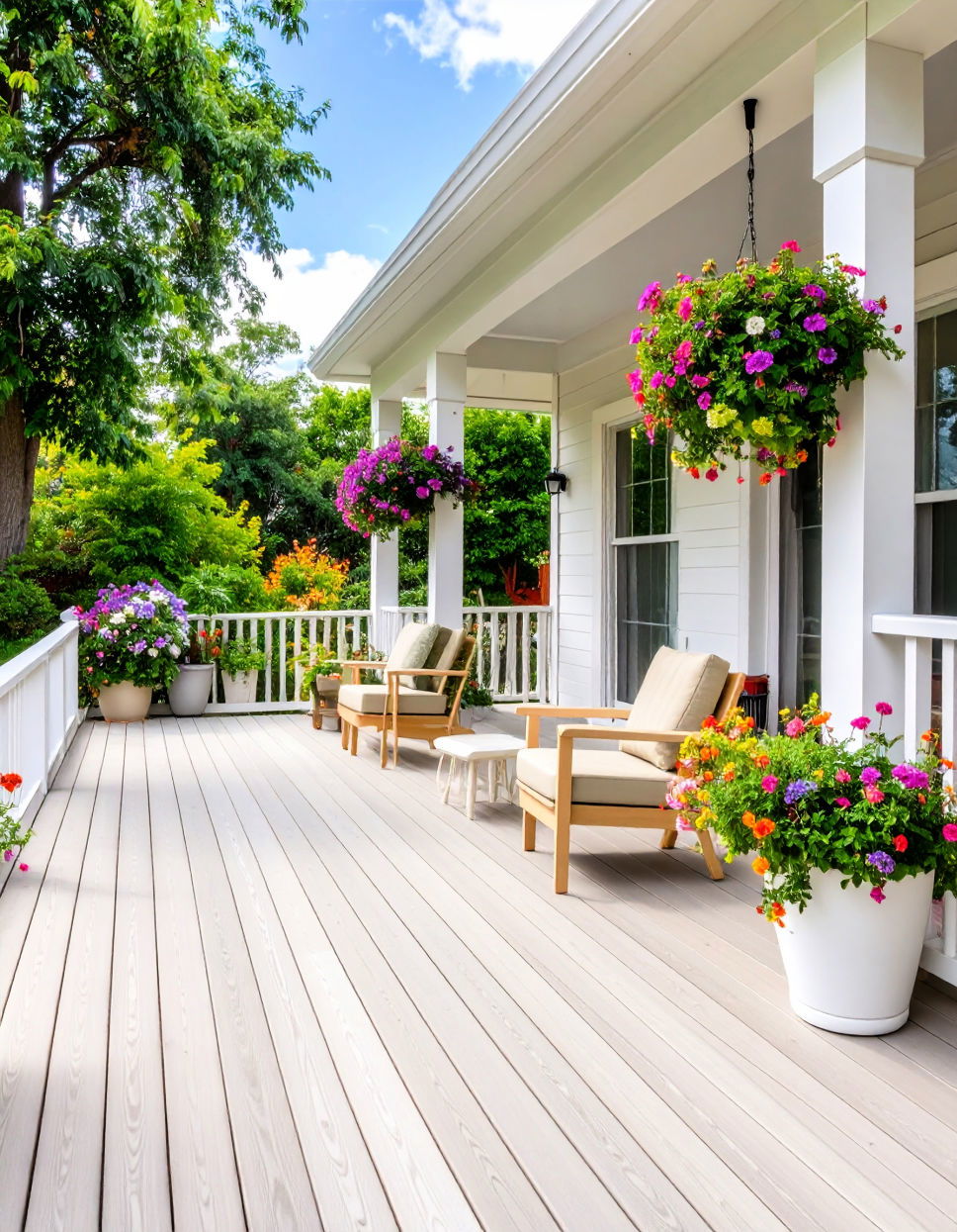 White Deck with Built in Planters