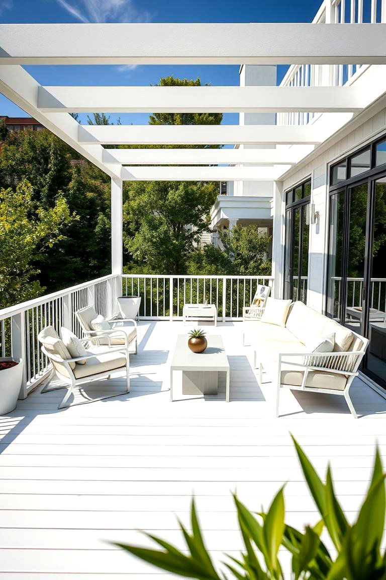 White Deck with Modern Furniture - 25 White Deck Ideas