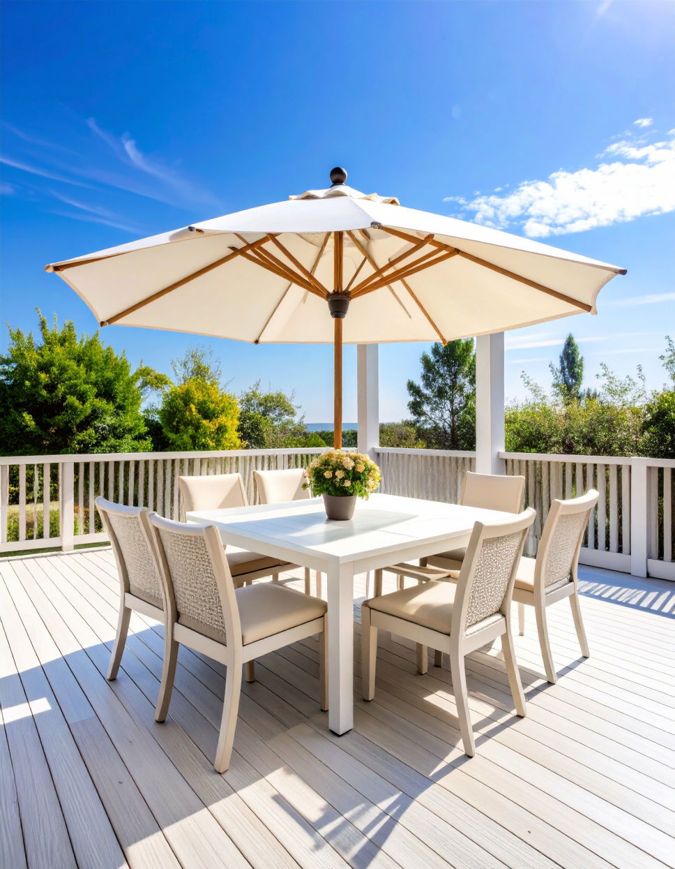 White Deck with Outdoor Dining Area