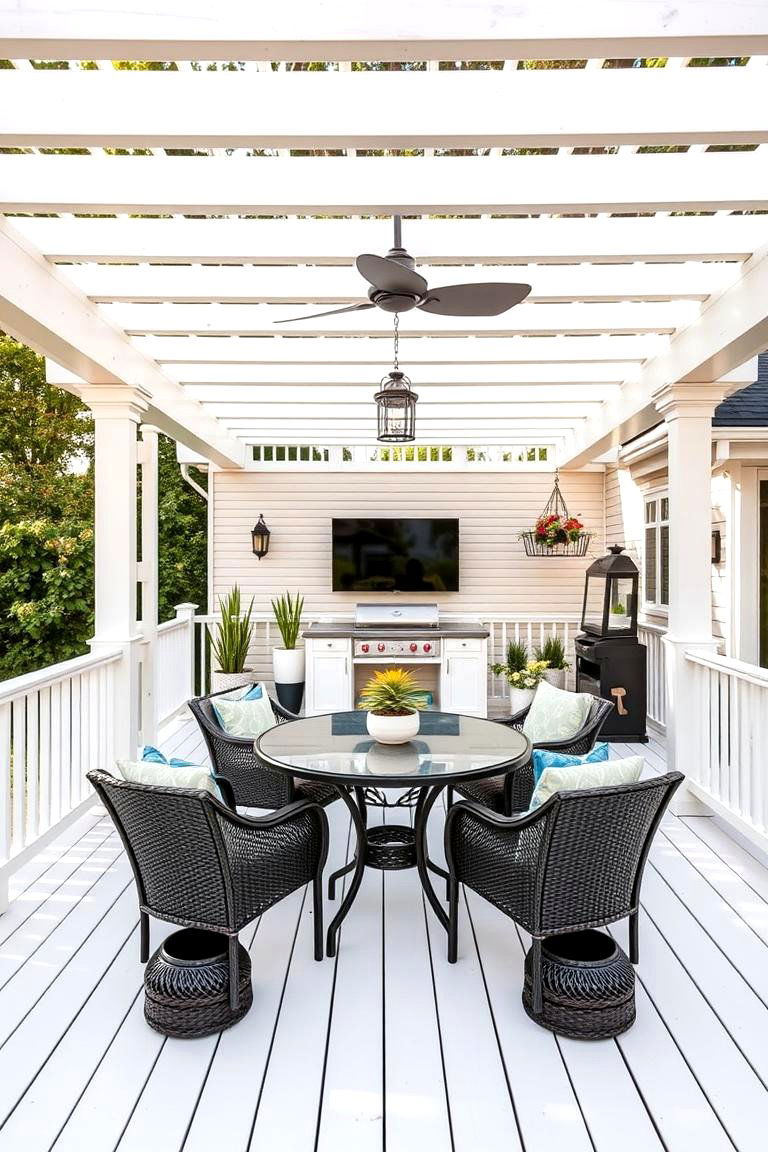 White Deck with Pergola - 25 White Deck Ideas