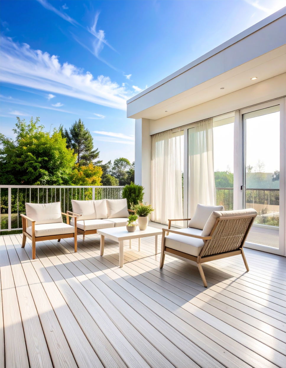 White Deck with Retractable Screens