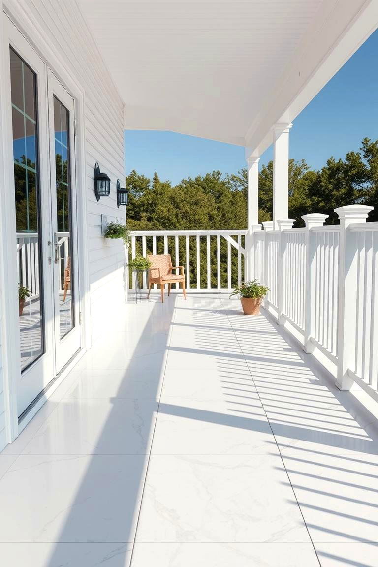 White Deck with Tile Flooring - 25 White Deck Ideas