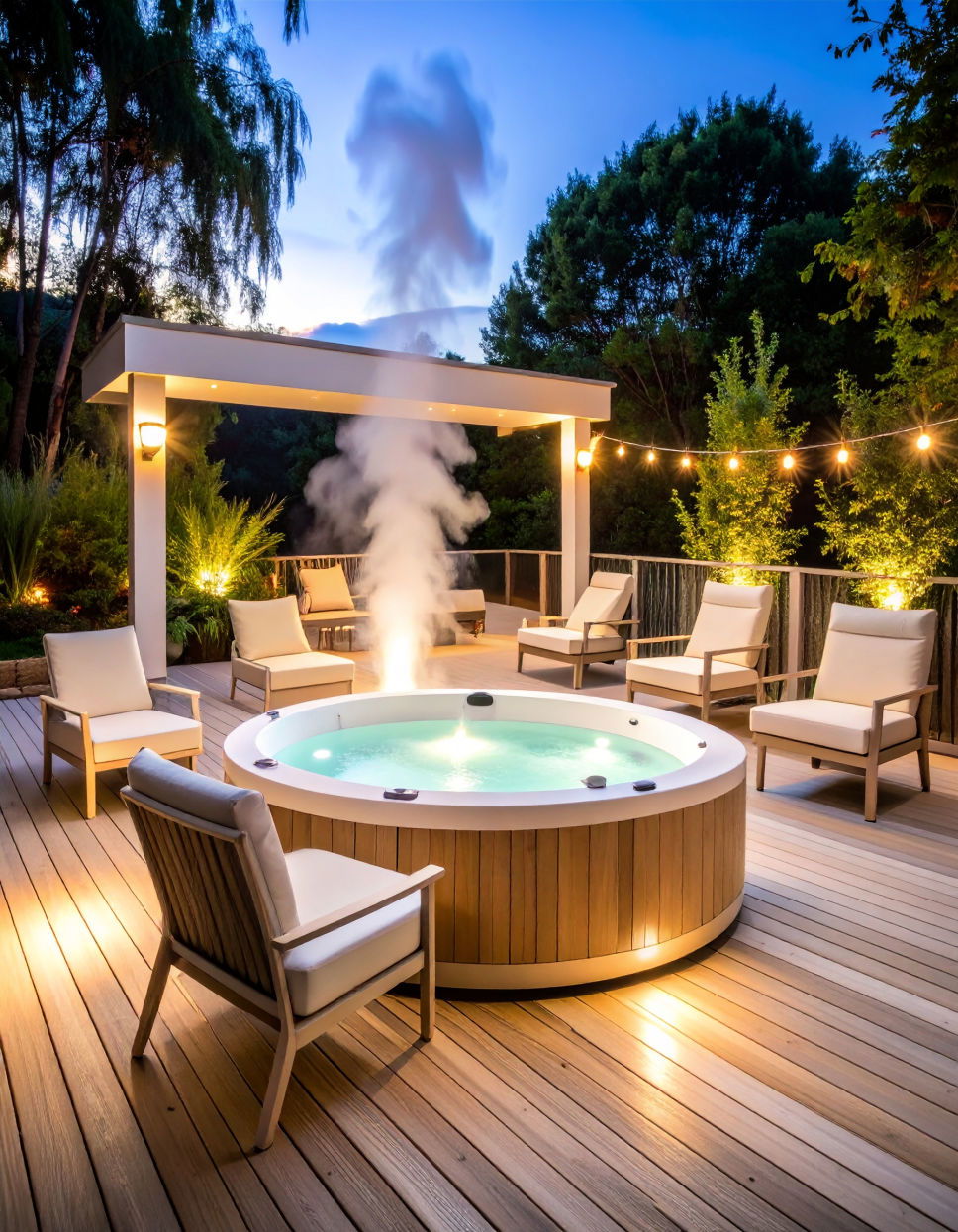 White Deck with a Hot Tub