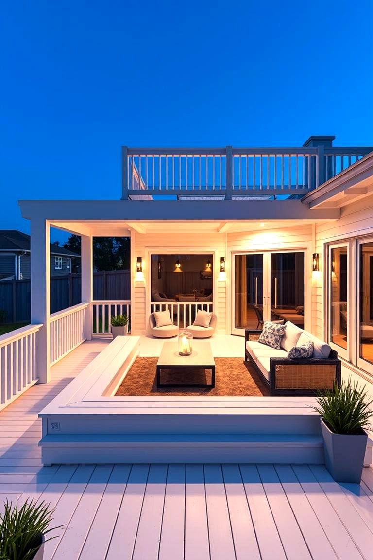 White Deck with a Sunken Lounge Area - 25 White Deck Ideas