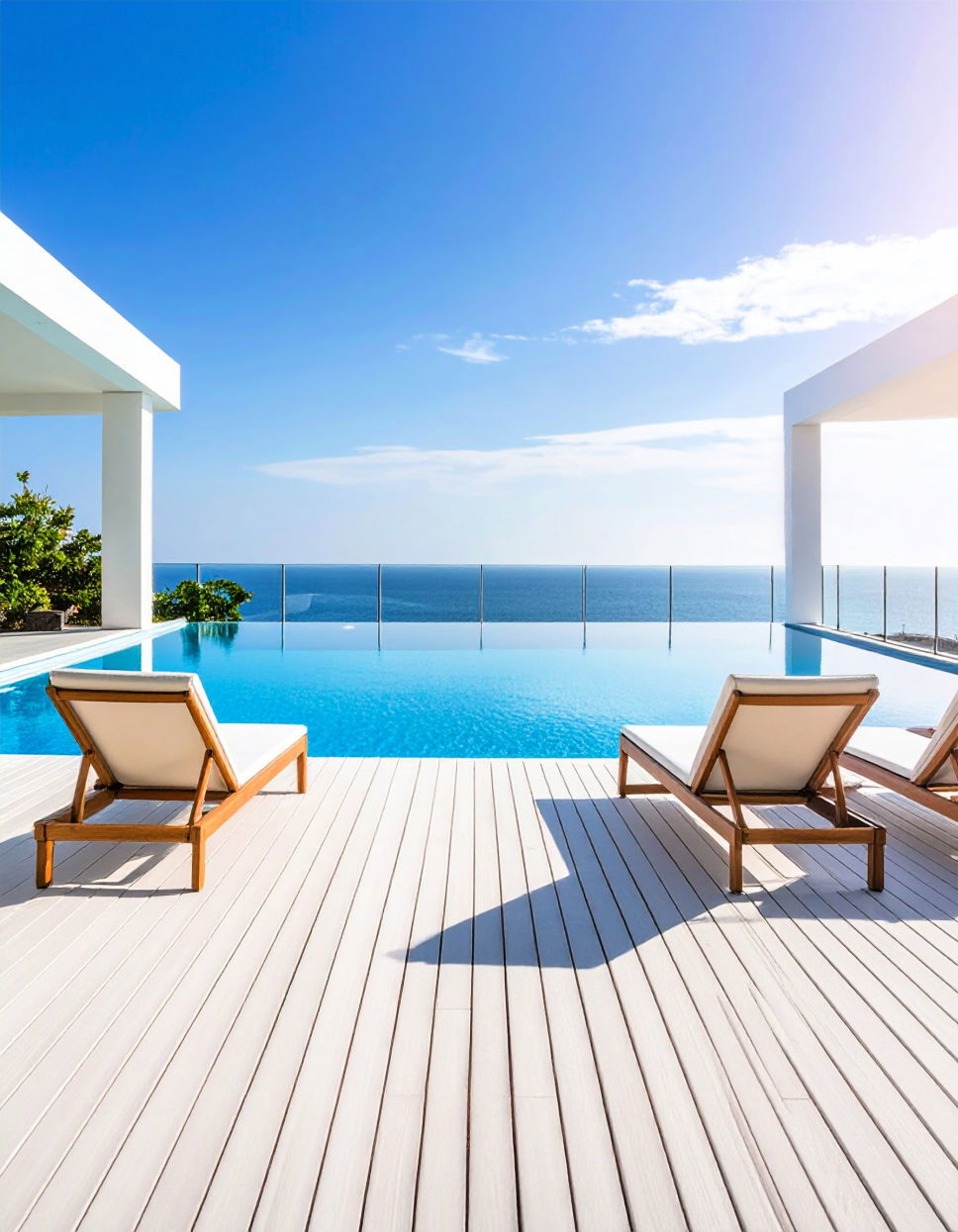 White Deck with an Infinity Edge Pool