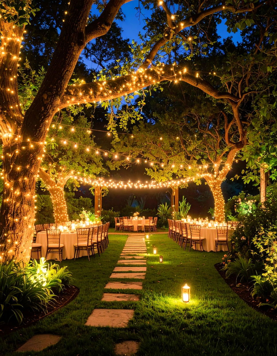 Fairy Lights on Trees Idea